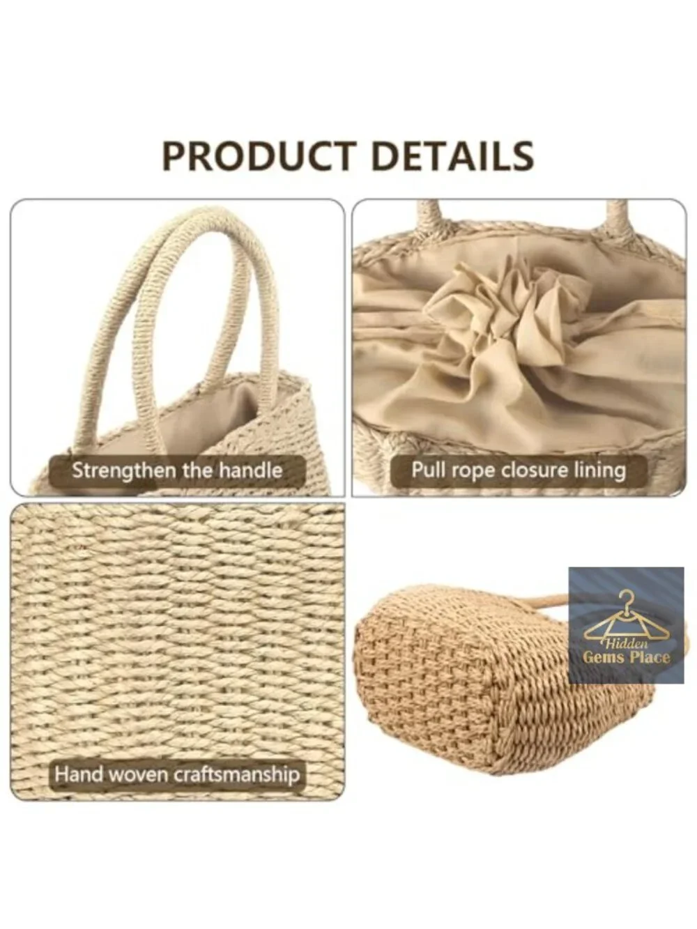 Straw Hobo Bag Crossbody Beach Purse Handwoven Shoulder Tote Vacation